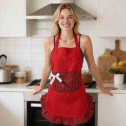 Polyester Stripe Bowknot Kitchen Apron&nbsp;AJEW-BM0001-50
