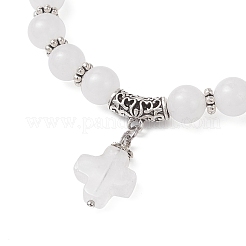 Natural Malaysia Jade Cross Charm Bracelets&nbsp;BJEW-JB12259-04