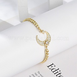 Brass Micro Pave Clear Cubic Zirconia Charm Bracelets&nbsp;BJEW-M050-01G-02