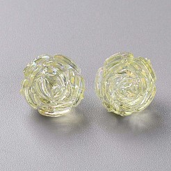 透明なアクリルビーズ  ABカラー  花  きいろ  18x16.5mm  穴：2.5mm  約228個/500g&nbsp;TACR-S154-31C-915