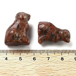 天然ゴマジャスパー彫刻の犬の置物  ホームオフィスのデスクトップ装飾用  10~13x16~18x24~25mm&nbsp;DJEW-L023-A02