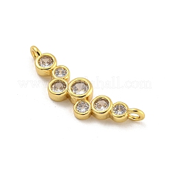 Rack Plating Brass Pave Cubic Zirconia Flat Round Connector Charms&nbsp;KK-G513-10G
