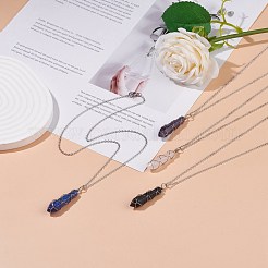 Natural Gemstone Bullet Pendant Necklaces&nbsp;NJEW-JN03870