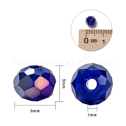 10色の電気メッキガラスビーズ  ABカラーメッキ  多面カット  ロンデル  ミックスカラー  6x5mm  穴：1mm  10色  50個/カラー  500個/箱&nbsp;EGLA-X0006-01B-6mm