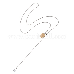 Natural Grey Agate & Topaz Jade & Tiger Eye & Dalmatian Jasper Heart with Synthetic Non-magnetic Hematite Beads Pendant 304 Stainless Steel Snake Chain Lariat Necklaces&nbsp;NJEW-JN05897