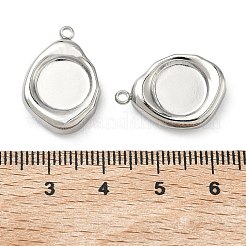 304ステンレススチールペンダントカボションセッティング  フラットラウンド  21x15x5mm  穴：1.6mm  トレイのサイズ：10mm&nbsp;STAS-C167-07B-P