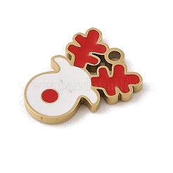 Christmas Theme Ion Plating(IP) 304 Stainless Steel Enamel Pendants&nbsp;STAS-Z083-09G-05