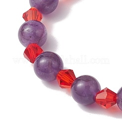 Halloween 8mm Round Natural Amethyst & Glass Beaded Stretch Bracelets&nbsp;BJEW-JB10701