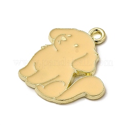 ゴールデン合金エナメルペンダントメッキ  動物チャーム  犬  23x21x1.5mm  穴：1.8mm&nbsp;ENAM-L049-01G-03