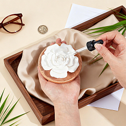 Porcelain Rose Flower with Wood Base Aromatherapy Diffuser&nbsp;DJEW-WH0077-05A