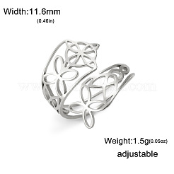 バイキングノット 中空 304 ステンレススチール 調節可能なカフリング  ステンレス鋼色  11.6mm  内径: 調節可能&nbsp;FS-WG1B4E7-01