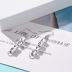 Acrylic Cube Love Letter Beaded Dangle Earrings&nbsp;EJEW-JE04832