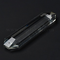透明なガラスビッグペンダント  多面カット  シャンデリアクリスタル吊り下げペンダント用  弾丸チャーム  119.5x29x13mm  穴：2mm&nbsp;GLAA-R223-09B