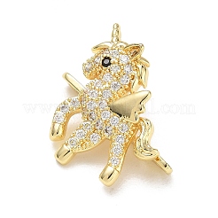 Brass Micro Pave Clear Cubic Zirconia Unicorn Spacer Bars&nbsp;KK-K428-10G
