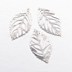 アイアン製フィリグリーペンダント  葉  プラチナ  23x13x1mm  穴：0.5mm&nbsp;X-IFIN-E742-01P