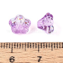 電気メッキ透明ガラスビーズ連売り  ペチュニアの花  ABカラーメッキ  プラム  5.5~6.5x8~8.5x8~8.5mm  穴：1~1.2mm  約100個/連  21.26~21.65インチ（54~55cm）&nbsp;EGLA-N055-03A-07