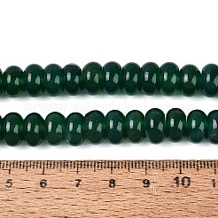 染め加工天然石瑪瑙ビーズ連売り  滑らかなロンデル  濃い緑  10~10.5x5.5~6.5mm  穴：0.5~0.9mm  約62~65個/連  13.98~15.16インチ（35.5~38.5cm）&nbsp;G-Q606-44B-02