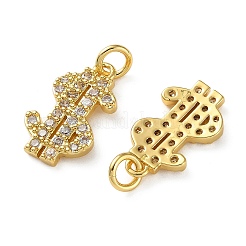Brass Micro Pave Clear Cubic Zirconia Pendants&nbsp;KK-D221-09G