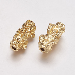 風水24KGP本金メッキ合金ビーズ  中国語キャラクターカイとピクシー  24x12x10mm  穴：3mm&nbsp;X-PALLOY-L205-06D