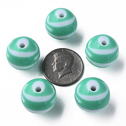 不透明な縞模様のアクリルビーズ  ラウンド  アクアマリン  24mm  穴：4mm穴：4mm  約55個/500g&nbsp;MACR-S373-27C-11