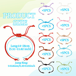 50個 10色ワックスポリエステルコードブレスレット作り  ミックスカラー  5-1/2~11インチ（14~28cm）  5個/カラー&nbsp;AJEW-TAC00028