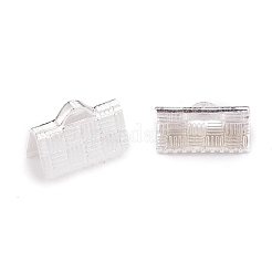 304ステンレススチールリボンカシメエンドパーツ  銀  7x10x5mm  穴：1.2x0.5mm&nbsp;X-STAS-P249-27B-S