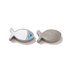 304ステンレススチールビーズ  エナメル  ステンレス鋼色  魚  ミックスカラー  7x13.5x3mm  穴：1.8mm&nbsp;STAS-C074-10P