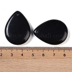 天然石オブシディアンペンダント  ティアドロップチャーム  33~33.5x24.5~25x7.5~8mm  穴：2~2.3mm&nbsp;G-G115-02H