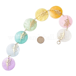 Flat Round Natural Capiz Shell Hanging Suncatchers&nbsp;HJEW-JM04659