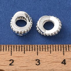 ラックメッキ真鍮パヴェクリアキュービックジルコニアヨーロピアンビーズ  カドミウムフリー＆鉛フリー  オーバル  銀  4.5x10x8.5mm  穴：4mm&nbsp;KK-M285-24S