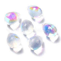 電気メッキガラスチャーム  ティアドロップ  ミックスカラー  14x10mm  穴：1.2mm&nbsp;X-GLAA-P049-C