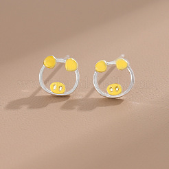 中空真鍮エナメルスタッドピアス  かわいい豚  プラチナ  ゴールド  15mm&nbsp;WG87257-01