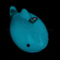 蓄光樹脂チャーム  鉄ループ付き  魚  ライトブルー  27x15x21mm  穴：2mm&nbsp;RESI-R452-01A