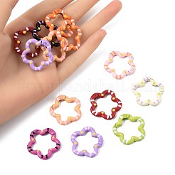 スプレー塗装された合金スプリングゲートリング14個。  花  ミックスカラー  27x27x4.5~5mm&nbsp;FIND-FS0004-57