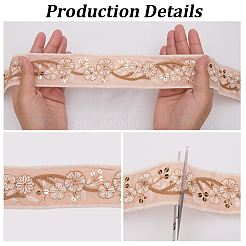 5ヤードの刺繍ポリエステルリボン  洋服アクセサリー用  ロージーブラウン  1-3/4インチ（44mm）&nbsp;DIY-CY0001-82A