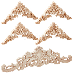5Pcs Wood Triangle Cabochons Carved Onlay Applique Craft&nbsp;AJEW-GF0013-62