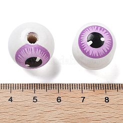 プリントされたシマウッドヨーロピアンビーズ  丸い目玉  ミディアム蘭  19~19.5x17.5~18mm  穴：4~4.5mm&nbsp;WOOD-G023-01A