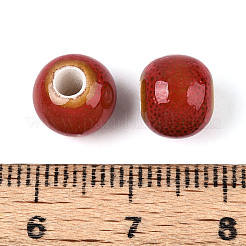 手作りの陶器ビーズ  ロンデル  ファンシーアンティーク施釉磁器  ファイヤーブリック  8.2~9x7~7.5mm  穴：2.5~3mm&nbsp;PORC-T133-11A-20