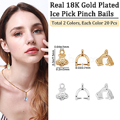 140Pcs 2 Colors Rack Plating Brass Ice Pick Pinch Bails&nbsp;KK-BBC0002-16
