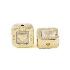 ラックメッキ合金とアクリルビーズ  キューブとハート  アンティークホワイト  11x11x7mm  穴：1.5mm&nbsp;FIND-B037-01G-05
