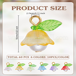 60Pcs 6 Colors Transparent Spray Painted Glass Pendants&nbsp;FIND-PH0024-56