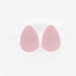 透明なアクリルパーツ  艶消し  ティアドロップ  ピンク  13x8.5mm  穴：1.6mm  約1000個/500g&nbsp;MACR-S373-67-M04