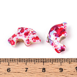 スプレープリント合成ターコイズビーズ連売り  イルカ  サクランボ色  12~12.5x19~20x6~7mm  穴：0.9~1mm  約41個/連  15.55インチ（39.5cm）&nbsp;G-N352-26A-01