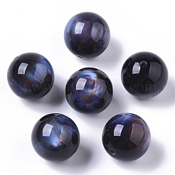 樹脂ビーズ  天然石風  ラウンド  ミッドナイトブルー  20mm  穴：2mm&nbsp;RESI-S387-015B-03