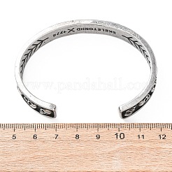 316サージカルステンレススチールカフバングル  スカル  アンティークシルバー  内径：2.48インチ（6.3cm）&nbsp;BJEW-C142-01D-AS