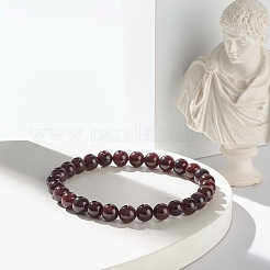 Natural Garnet & Lava Rock Round Beads Stretch Bracelets Set&nbsp;BJEW-JB06982-01
