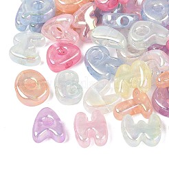 蓄光UVメッキ透明アクリルヨーロピアンビーズ  大穴ビーズ  虹色の  アルファベット  暗闇で光る  グリッターパウダー付き  ミックスカラー  21~28x13~25x9~10mm  穴：5.5mm  約176個/500g&nbsp;OACR-Q204-24