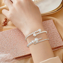 4個 2スタイル 合金樹脂 オープンカフバングル 女性用  ラウンド  ミックスカラー  内径：1-7/8~2-1/4インチ（4.9~5.6cm）  2個/スタイル&nbsp;BJEW-GO0002-19