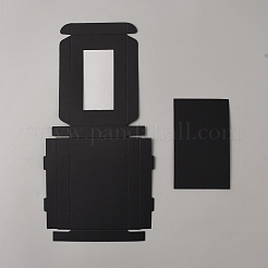 厚紙紙の郵便箱  見える窓付き  長方形  ブラック  13.65x8.7x1.85cm&nbsp;CON-WH0086-140A