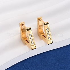 304 Stainless Steel Cubic Zirconia Trapezoid Hoop Earrings&nbsp;EJEW-D331-06G
